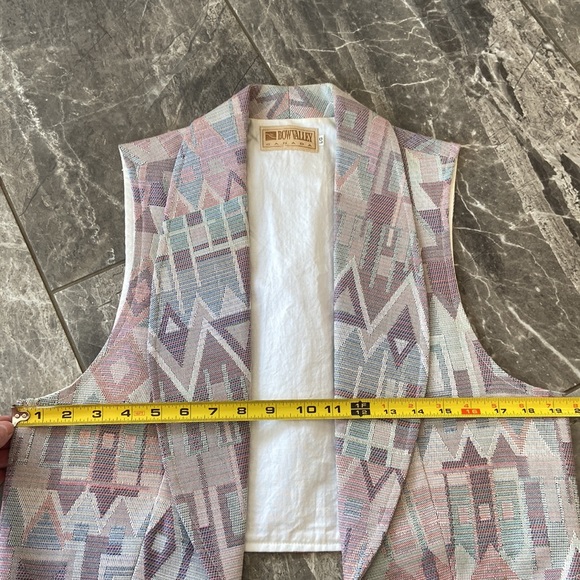 Vintage Bow Valley Canada Western Vest Large Pastel Pink Blue Purple - Picture 7 of 8